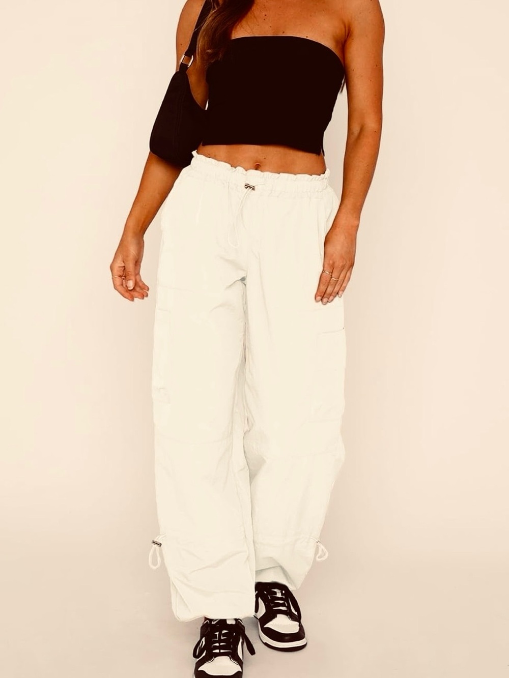 Women’s Y2K Baggy Parachute Pants / Cargo Pants
In Cream - 6 Pockets NWOT